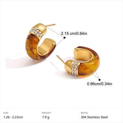 Teardrop Resin Huggie Earrings — Angled Kite Hoop Earring · Gold