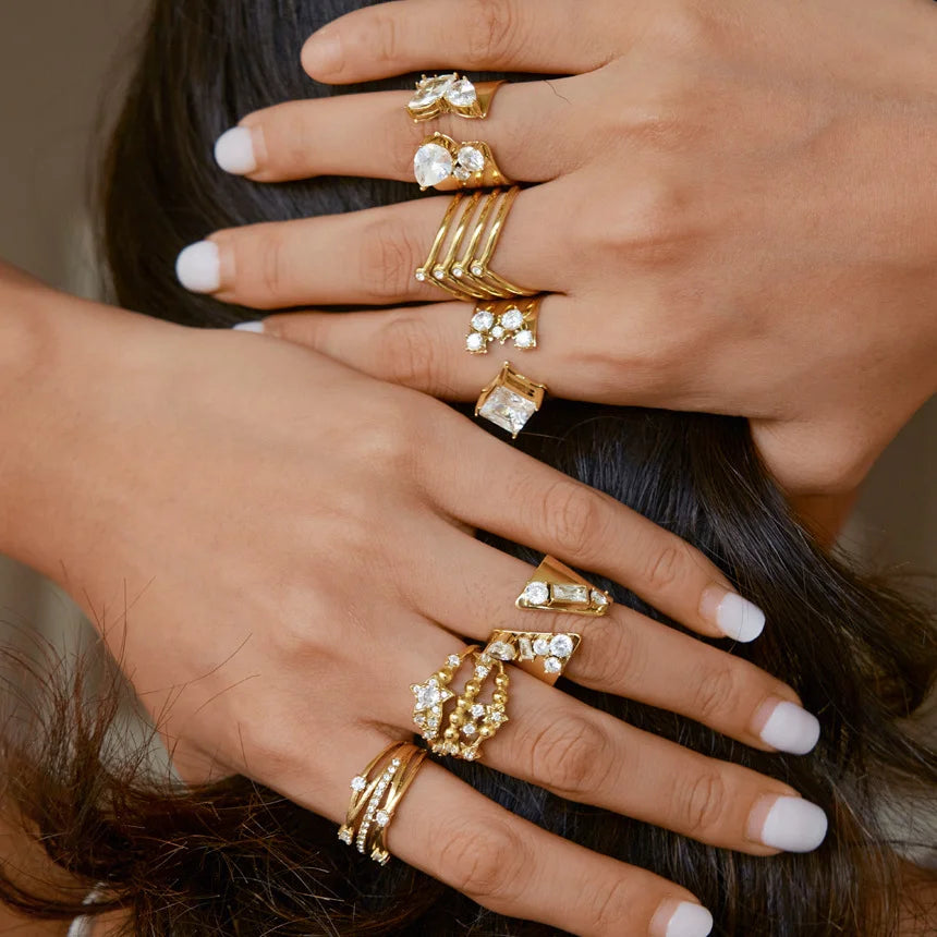 Mixed Cut Wide Cuff Ring — view 2