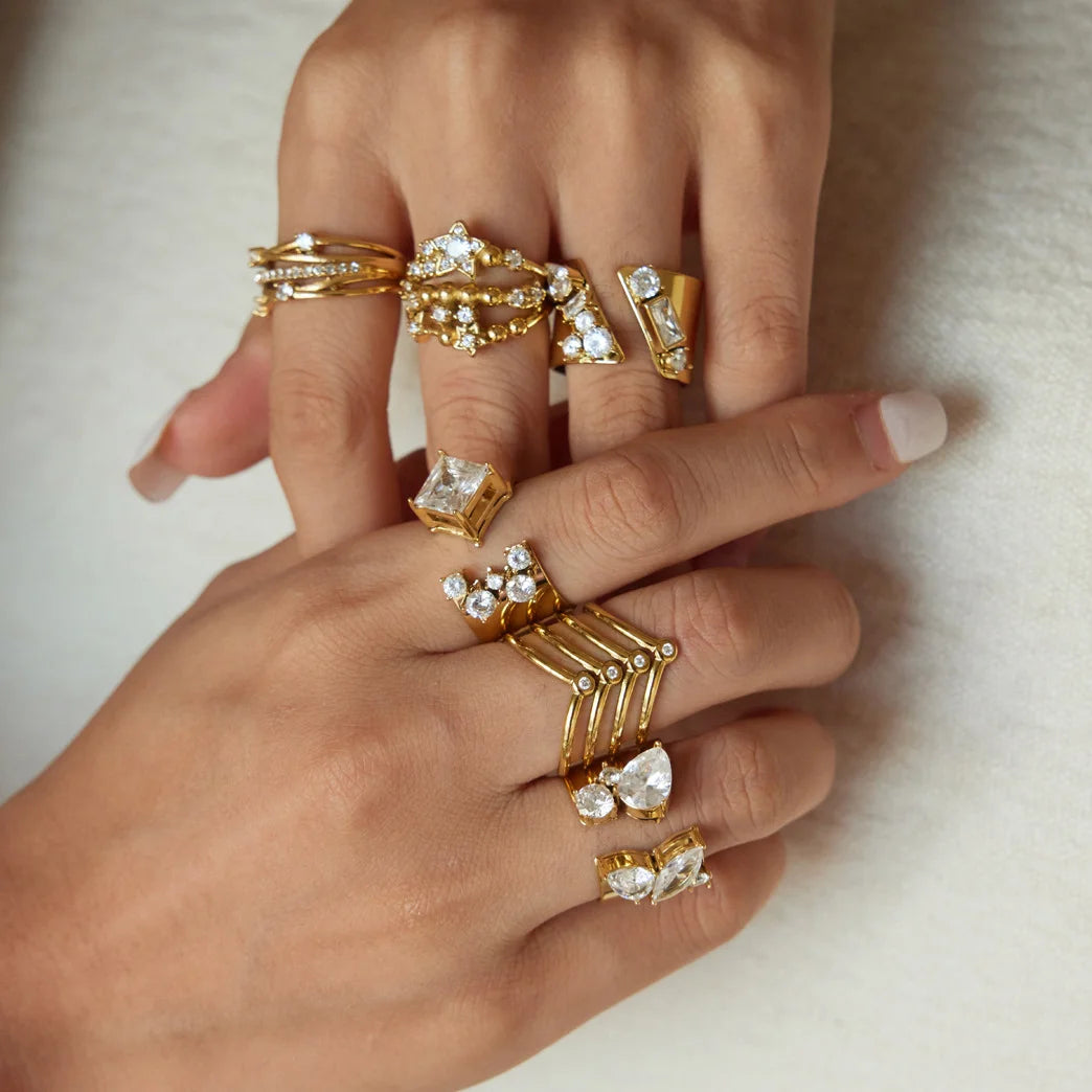 Mixed Cut Wide Cuff Ring — view 3