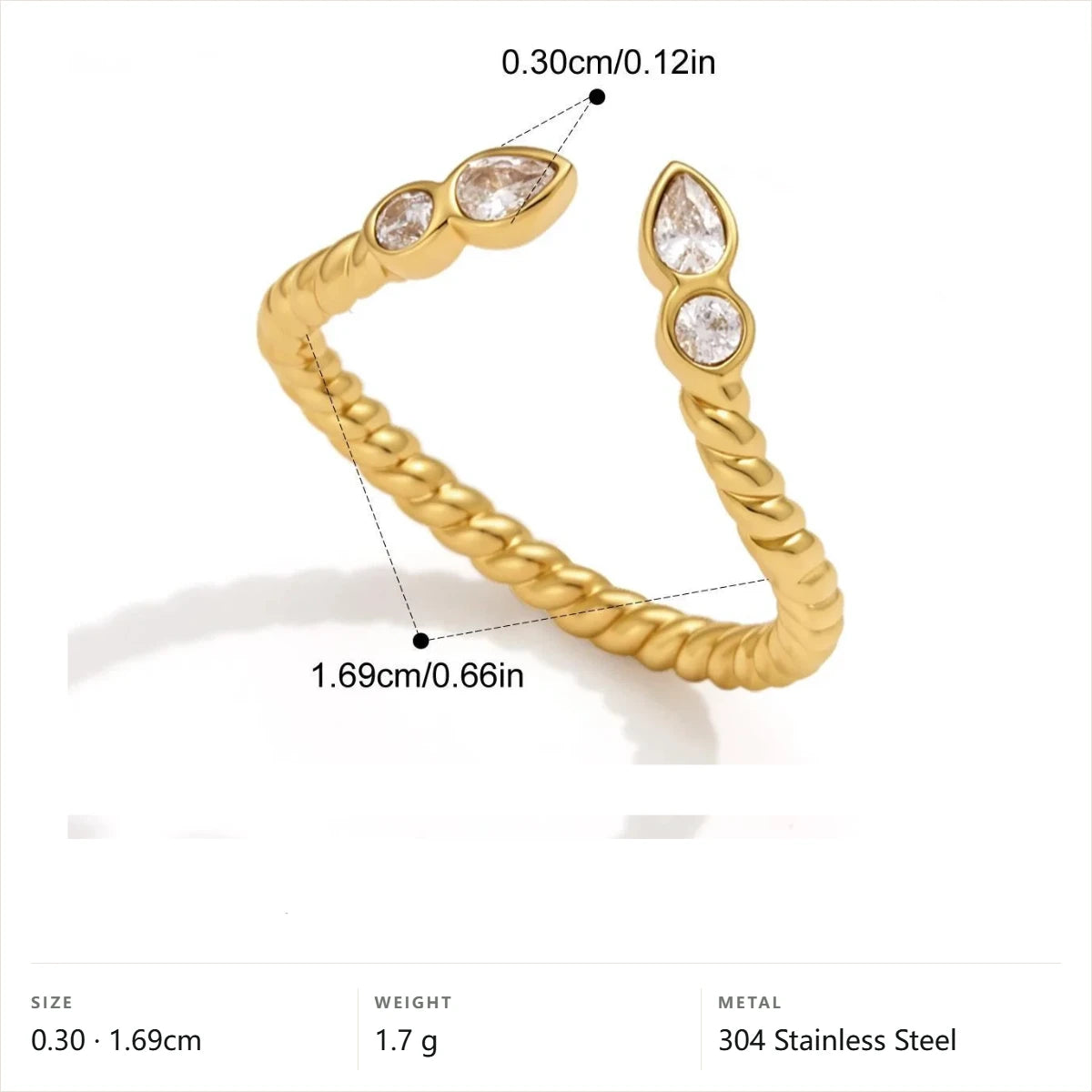 Twisted Rope Cuff and Ring Set — Twisted Rope Open Cuff · Gold · Adjustable