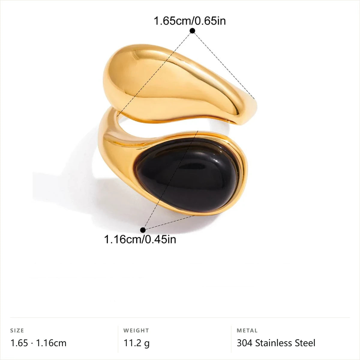 Chunky Cabochon Medallion Ring — Chunky Split Shank Cabochon · Gold · Adjustable