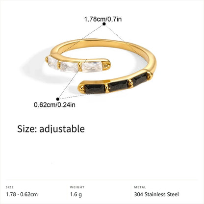 Chunky Cabochon Medallion Ring — Baguette Bypass Open Band · Gold · Adjustable