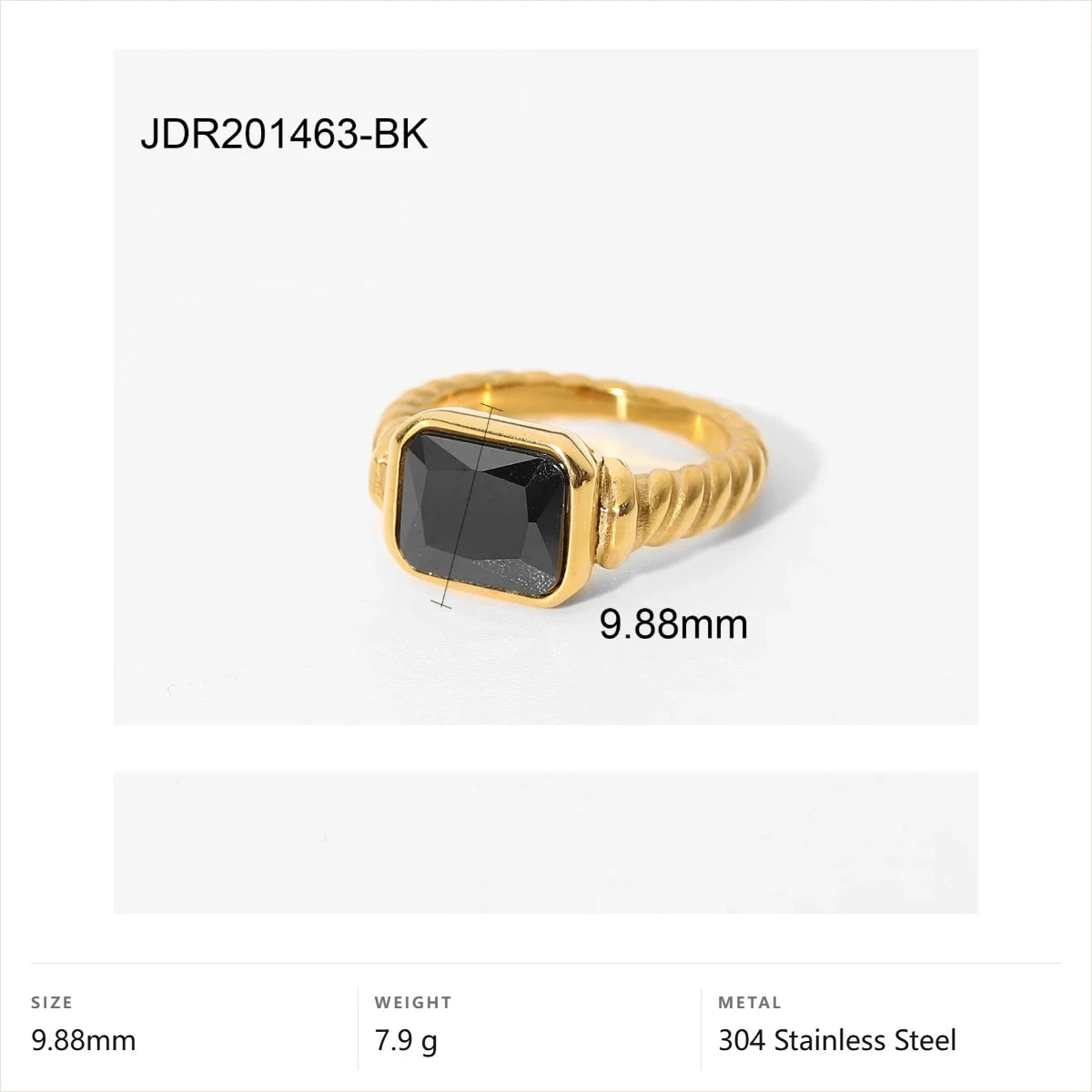Chunky Cabochon Medallion Ring — Ridged Square Signet · Gold · 7