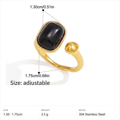 Chunky Cabochon Medallion Ring — Open Oval Cabochon · Gold · Adjustable