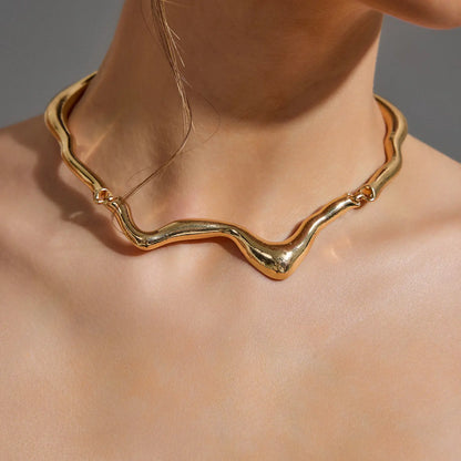 Wavy Liquid Metal Collar Necklace
