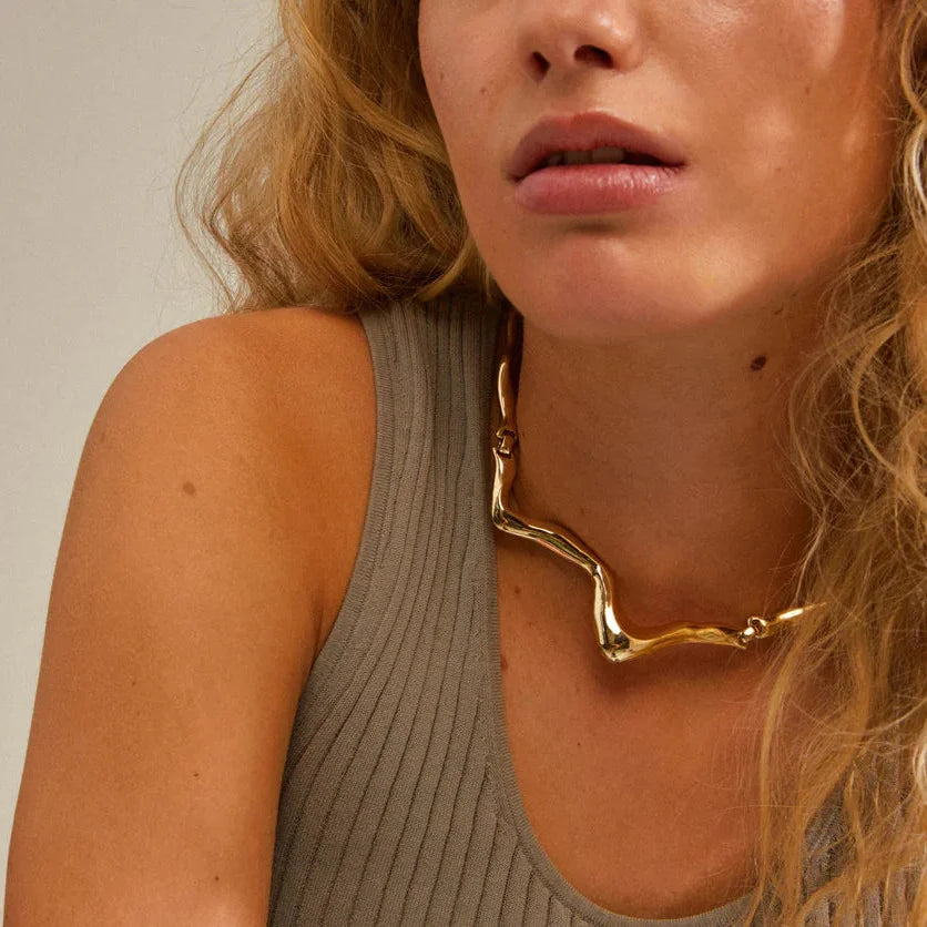 Wavy Liquid Metal Collar Necklace — view 2