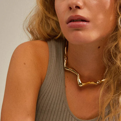 Wavy Liquid Metal Collar Necklace — view 2