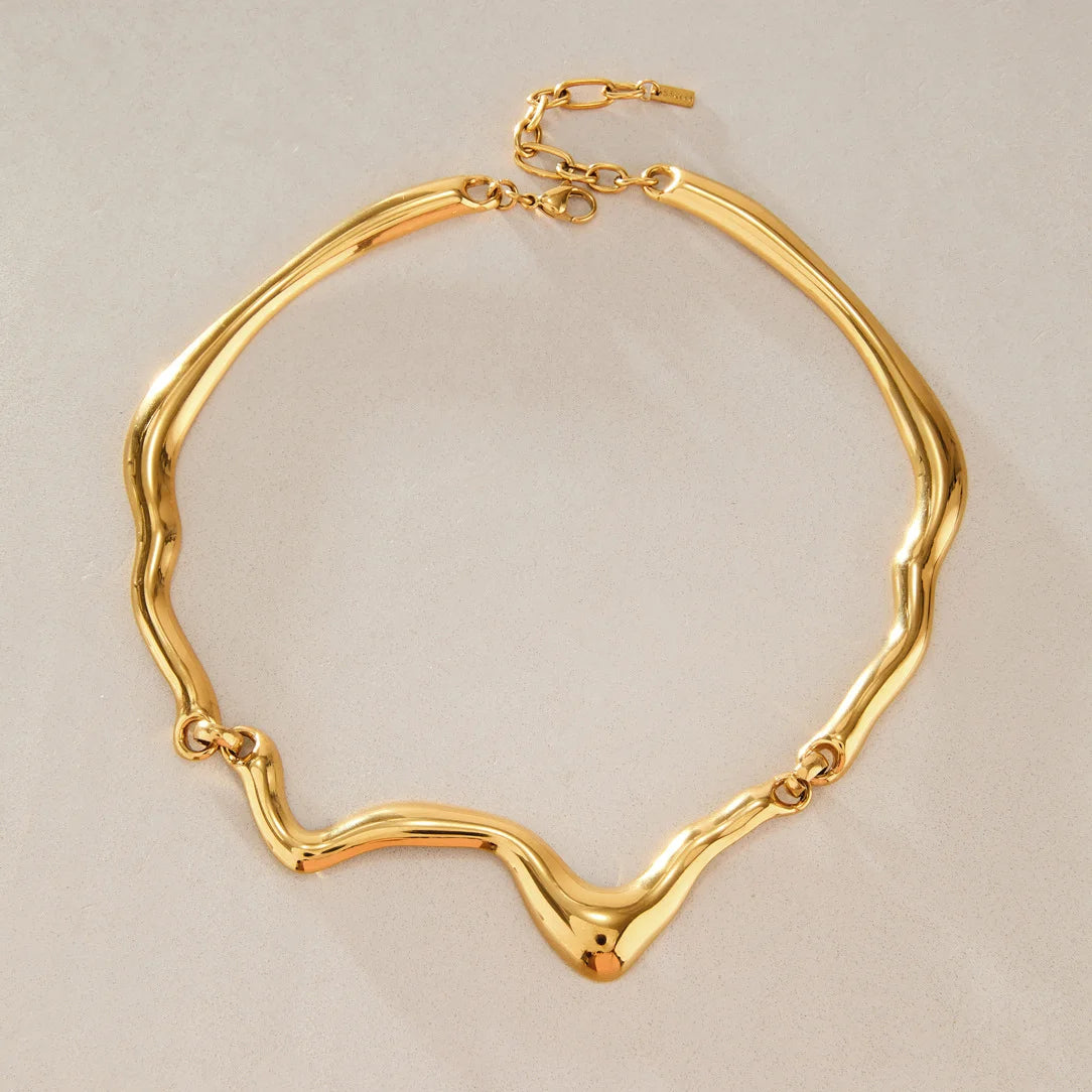 Wavy Liquid Metal Collar Necklace — view 3