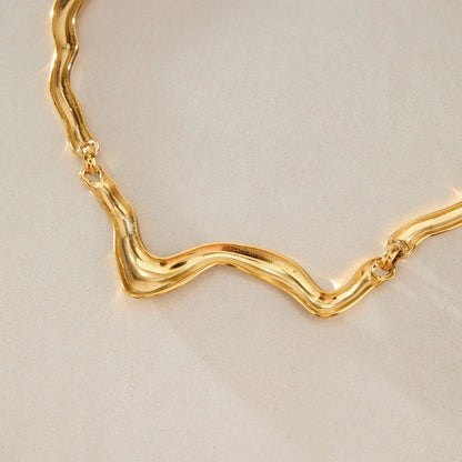 Wavy Liquid Metal Collar Necklace — view 4