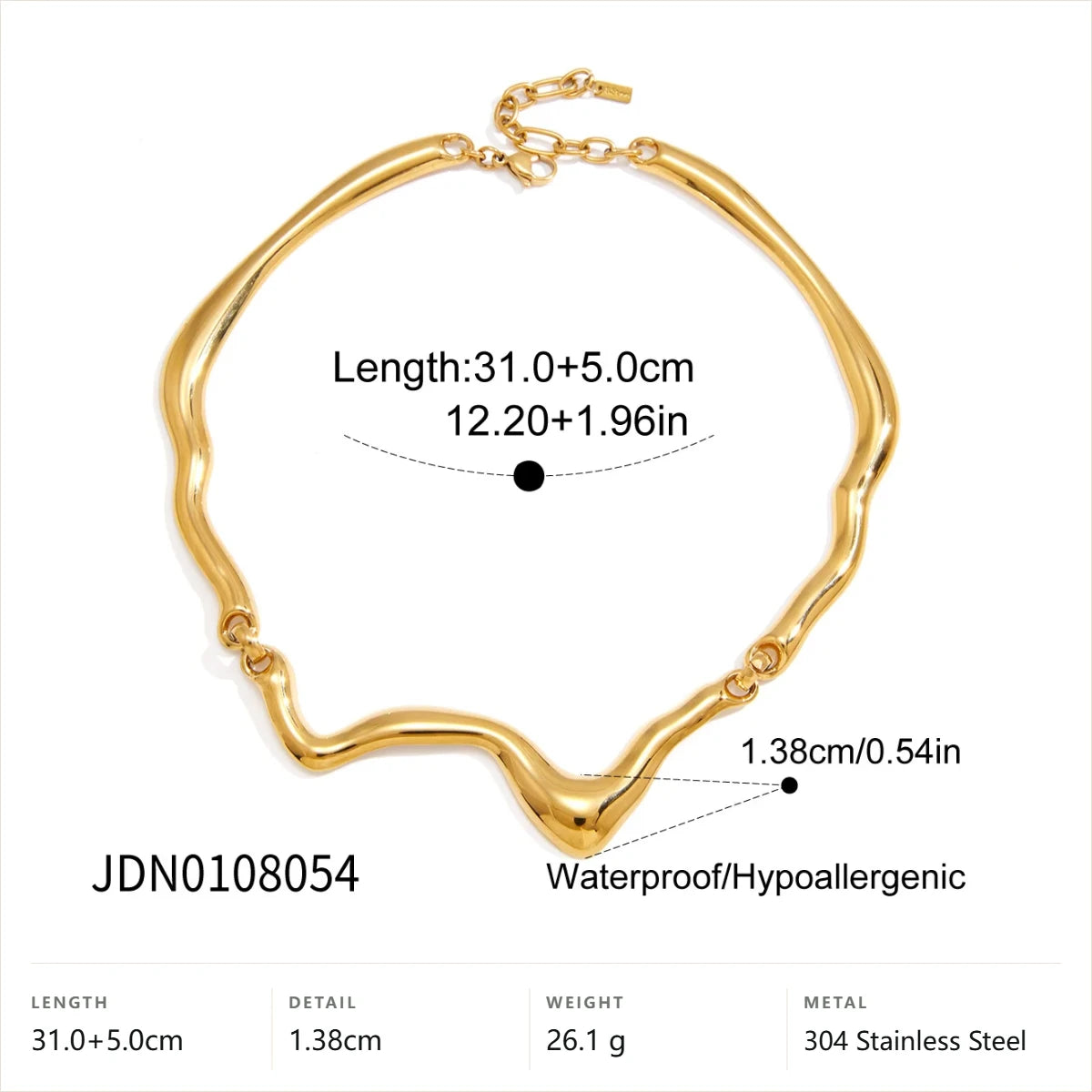 Wavy Liquid Metal Collar Necklace — Wavy Liquid Metal Collar · Gold