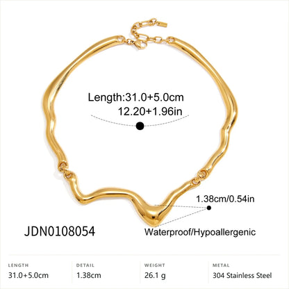 Wavy Liquid Metal Collar Necklace — Wavy Liquid Metal Collar · Gold