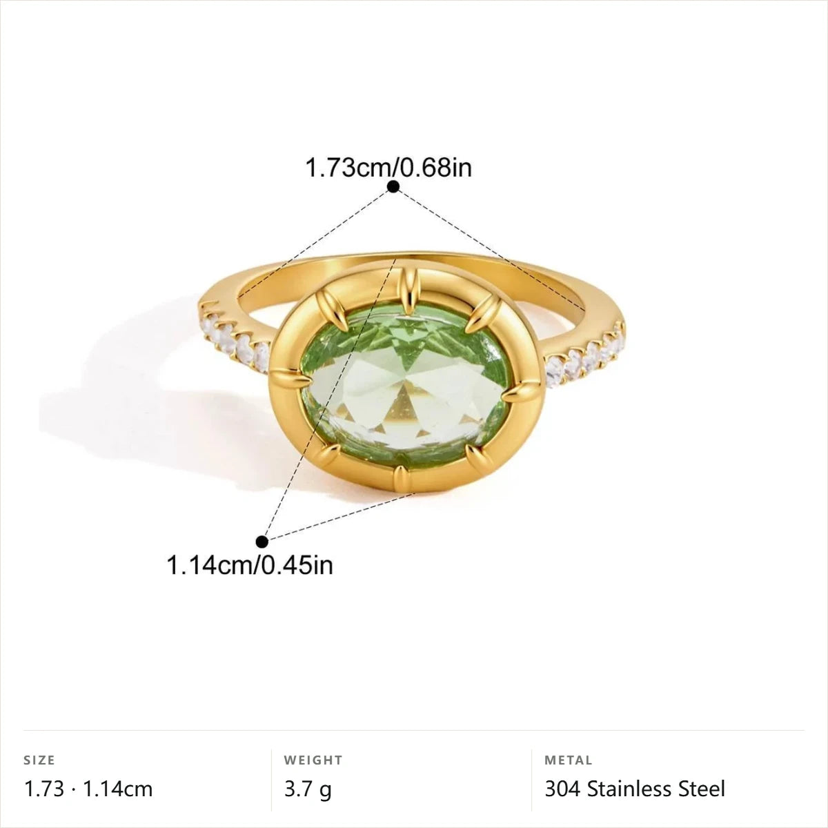 Mixed Cut Multi Shape Ring — Green Oval Cut Ring · Gold · 7