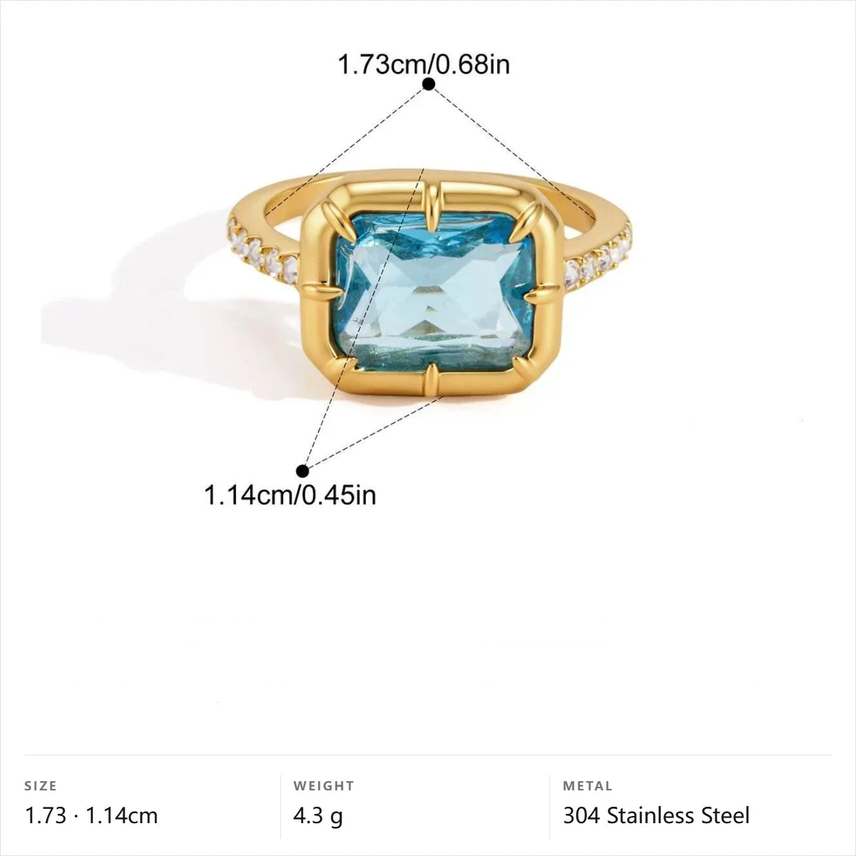 Mixed Cut Multi Shape Ring — Blue Emerald Cut Ring · Gold · 7