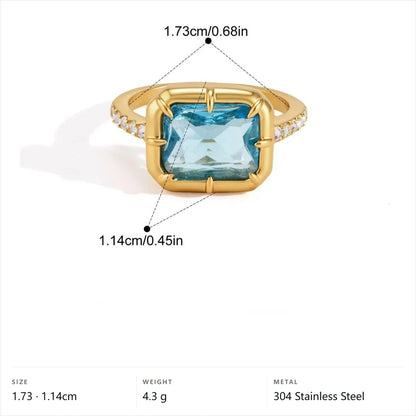 Mixed Cut Multi Shape Ring — Blue Emerald Cut Ring · Gold · 7