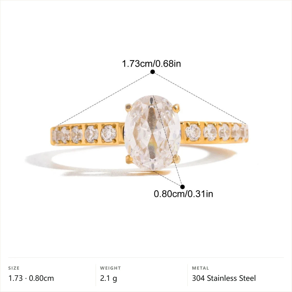 Mixed Cut Multi Shape Ring — Clear Oval Prong · Gold · 7