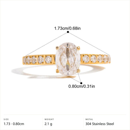 Mixed Cut Multi Shape Ring — Clear Oval Prong · Gold · 7