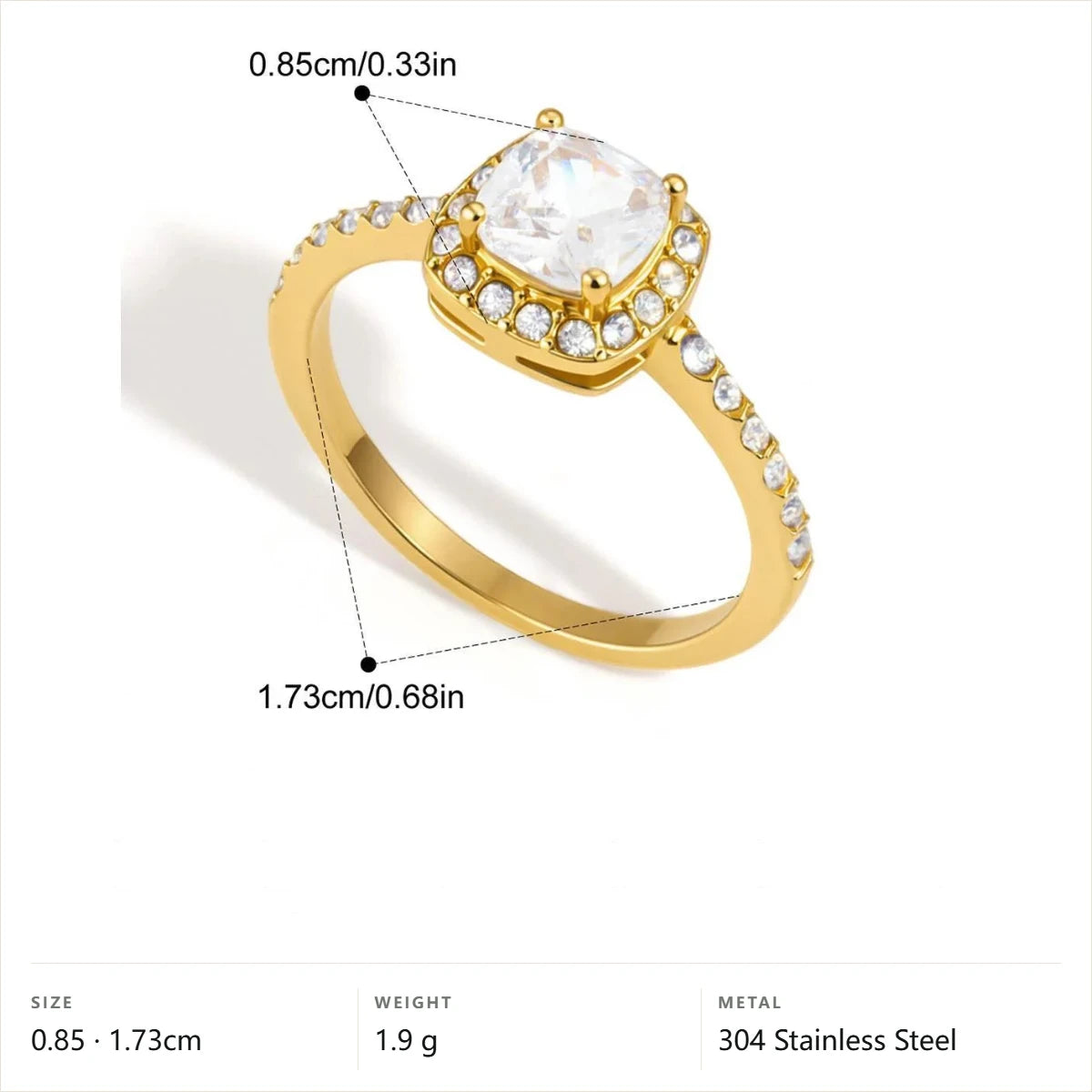 Mixed Cut Multi Shape Ring — Cushion Halo Side Stone · Gold · 7