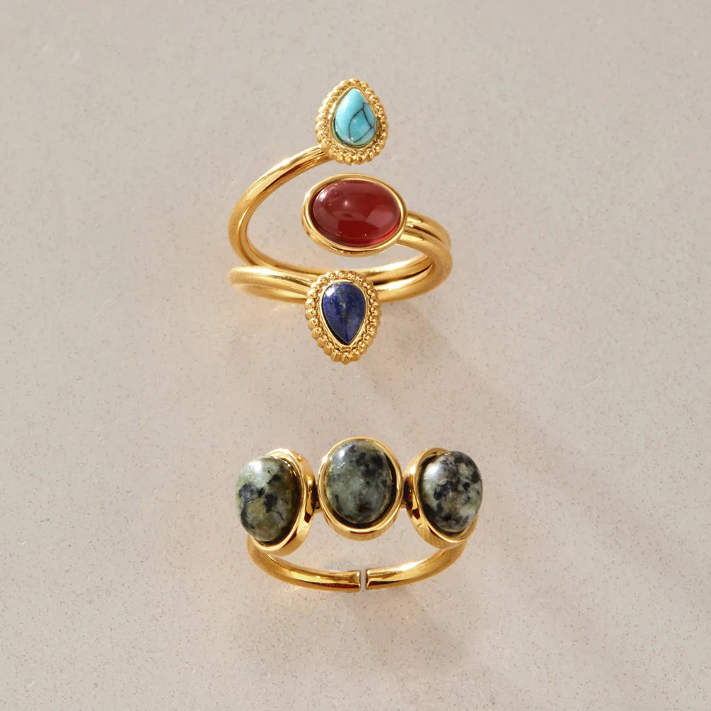 Three Stone Oval Cabochon Ring — view 4