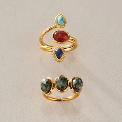 Three Stone Oval Cabochon Ring — view 4