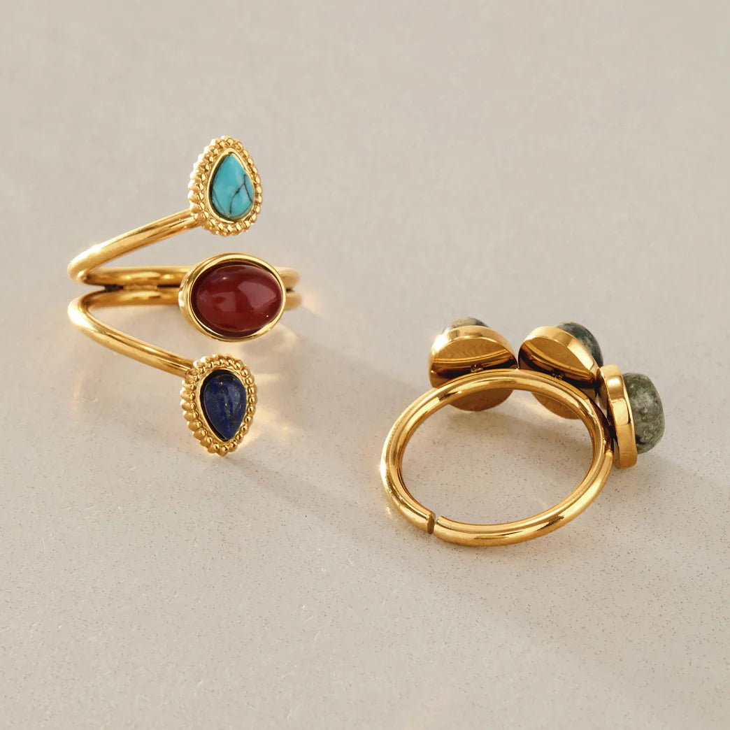 Three Stone Oval Cabochon Ring — view 3