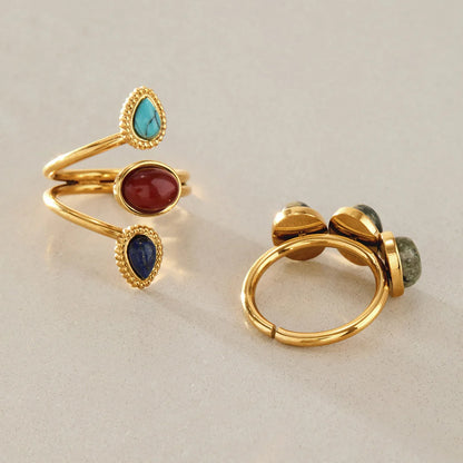 Three Stone Oval Cabochon Ring — view 3