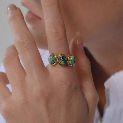 Three Stone Oval Cabochon Ring — view 2