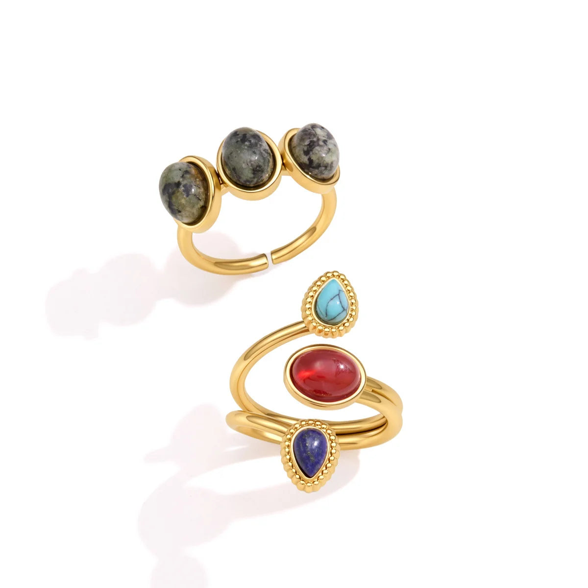 Three Stone Oval Cabochon Ring — view 5