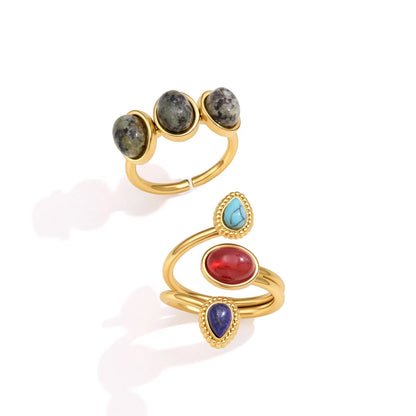 Three Stone Oval Cabochon Ring — view 5