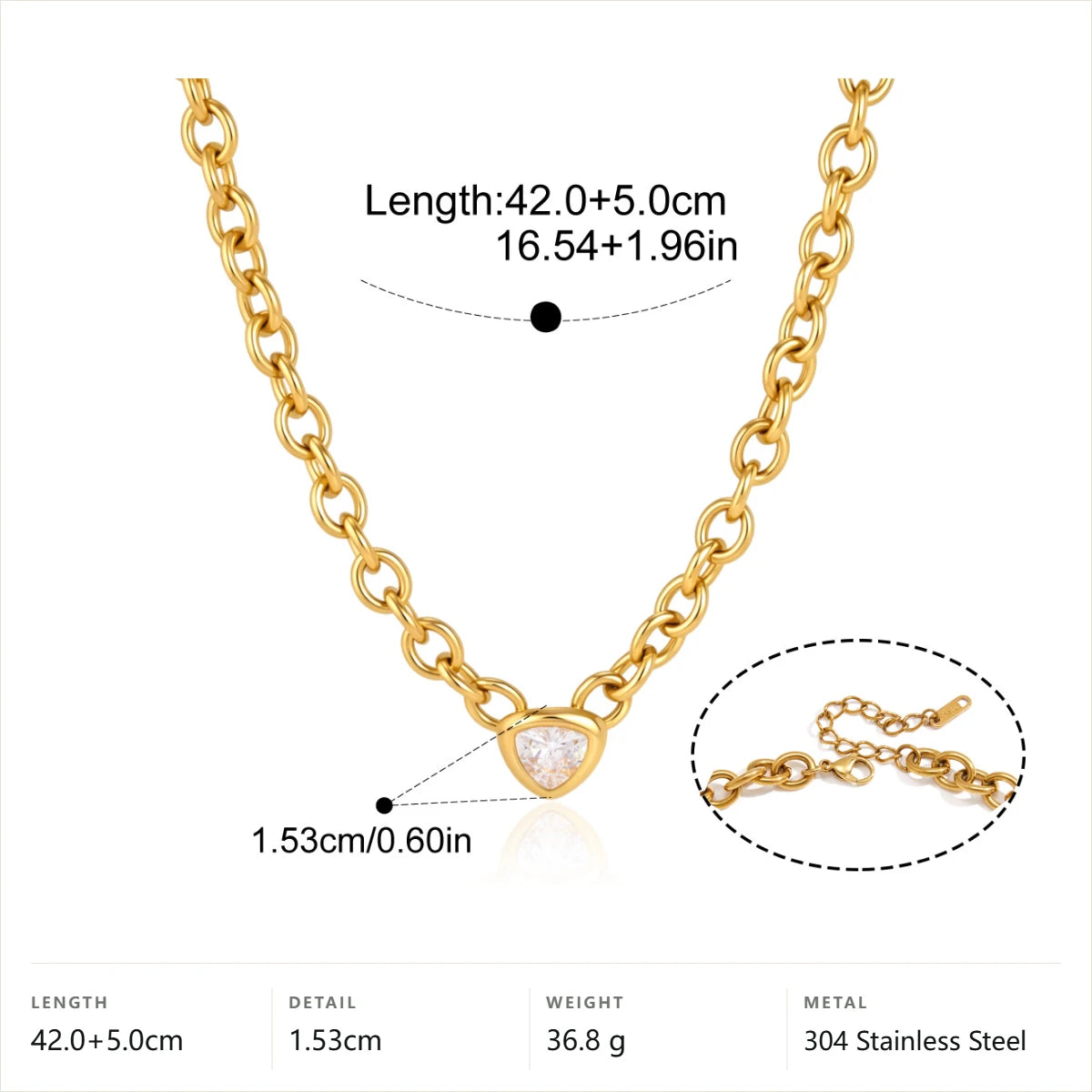 Trillion Rolo Chain Jewelry Set — Necklace · Gold