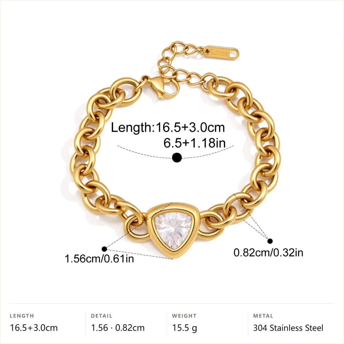 Trillion Rolo Chain Jewelry Set — Bracelet · Gold