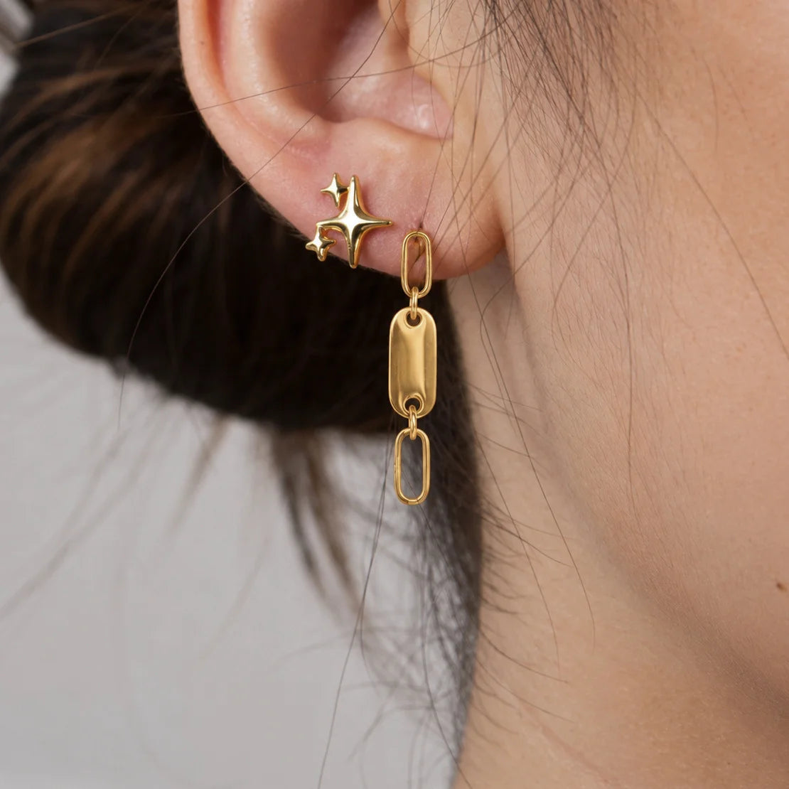 Celestial Oval Link Bar Earring — view 2