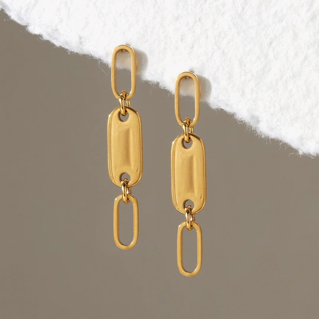 Celestial Oval Link Bar Earring
