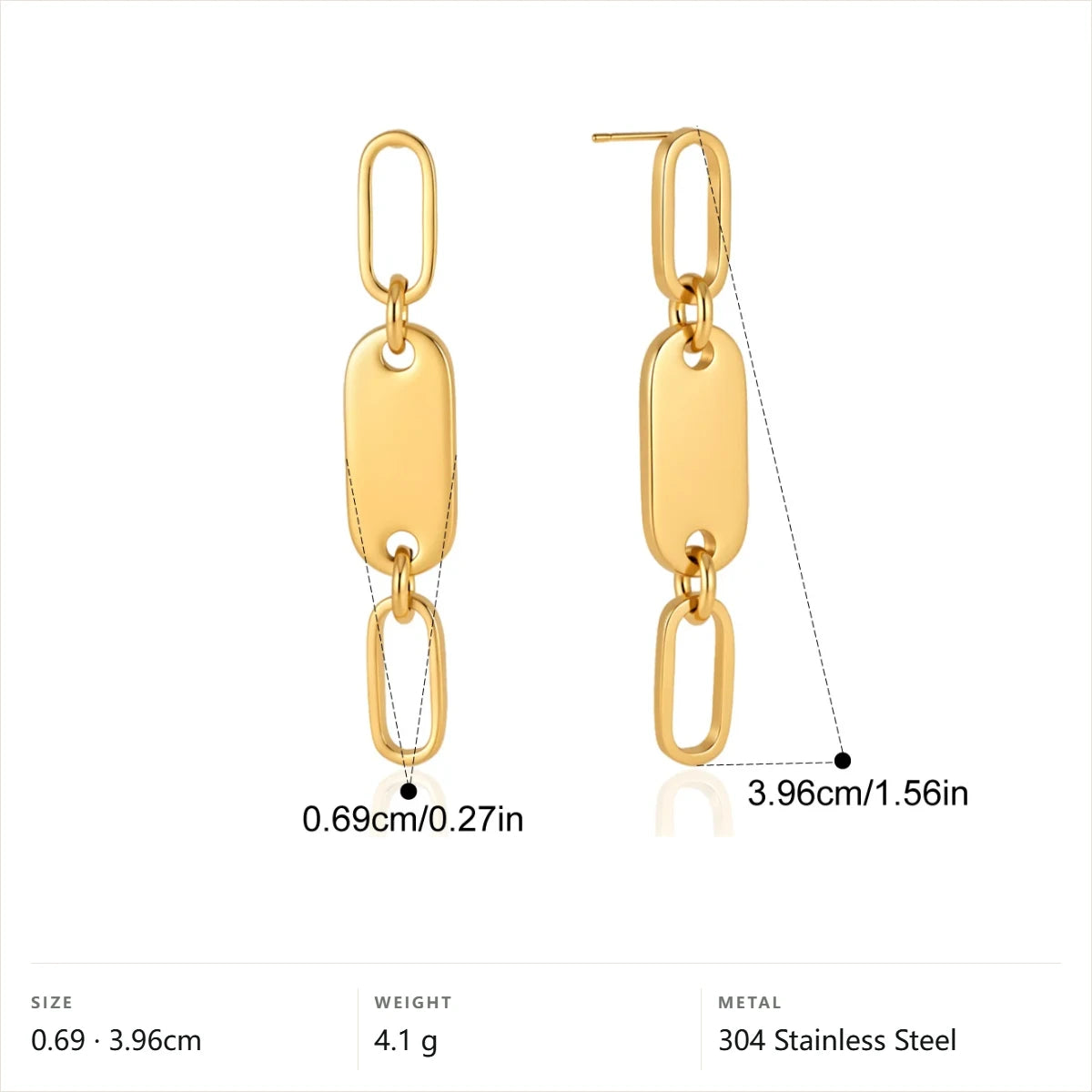 Celestial Oval Link Bar Earring — Oval Link Bar Dangle · Gold
