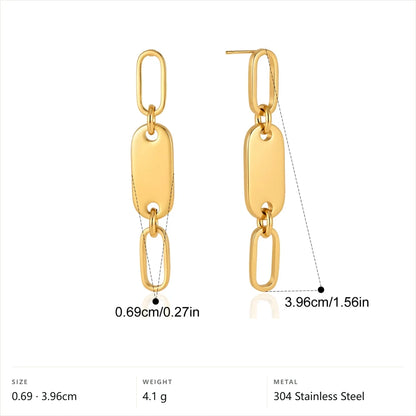 Celestial Oval Link Bar Earring — Oval Link Bar Dangle · Gold