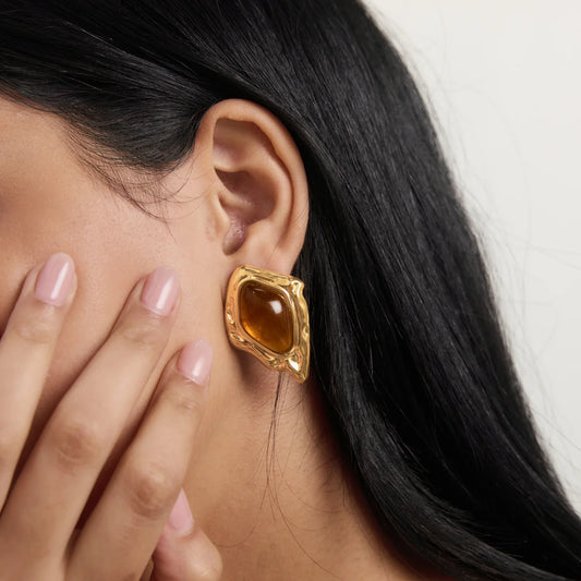 Wavy Rhombus Cabochon Earrings — view 2
