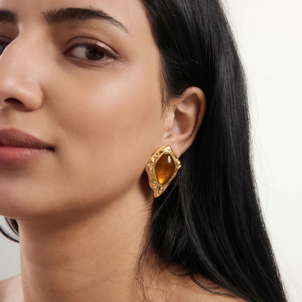 Wavy Rhombus Cabochon Earrings — view 3