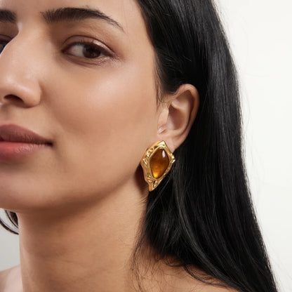 Wavy Rhombus Cabochon Earrings — view 3