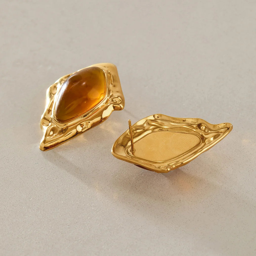 Wavy Rhombus Cabochon Earrings — view 4