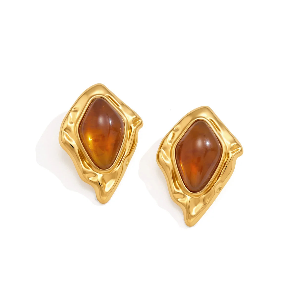 Wavy Rhombus Cabochon Earrings — view 5