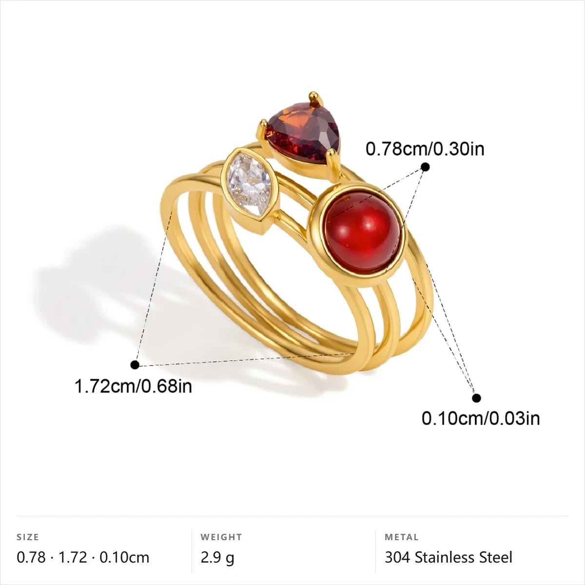 Birthstone Multi-Cut Ring — Trillion Marquise Round · Gold