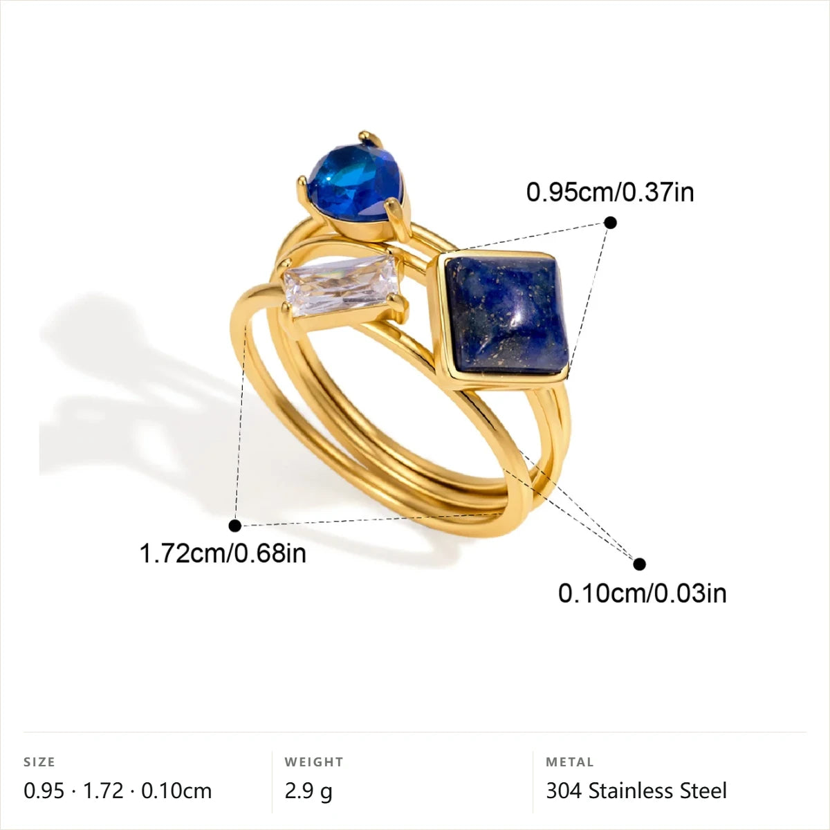 Birthstone Multi-Cut Ring — Round Baguette Square · Gold