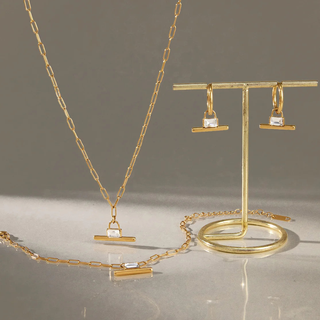 Geometric Bar Link Jewelry Set