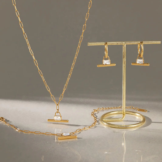 Geometric Bar Link Jewelry Set