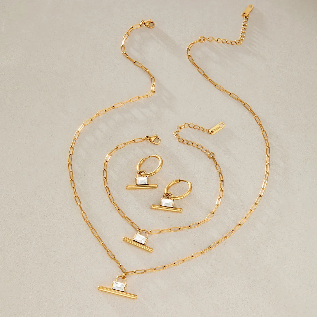 Geometric Bar Link Jewelry Set — view 4