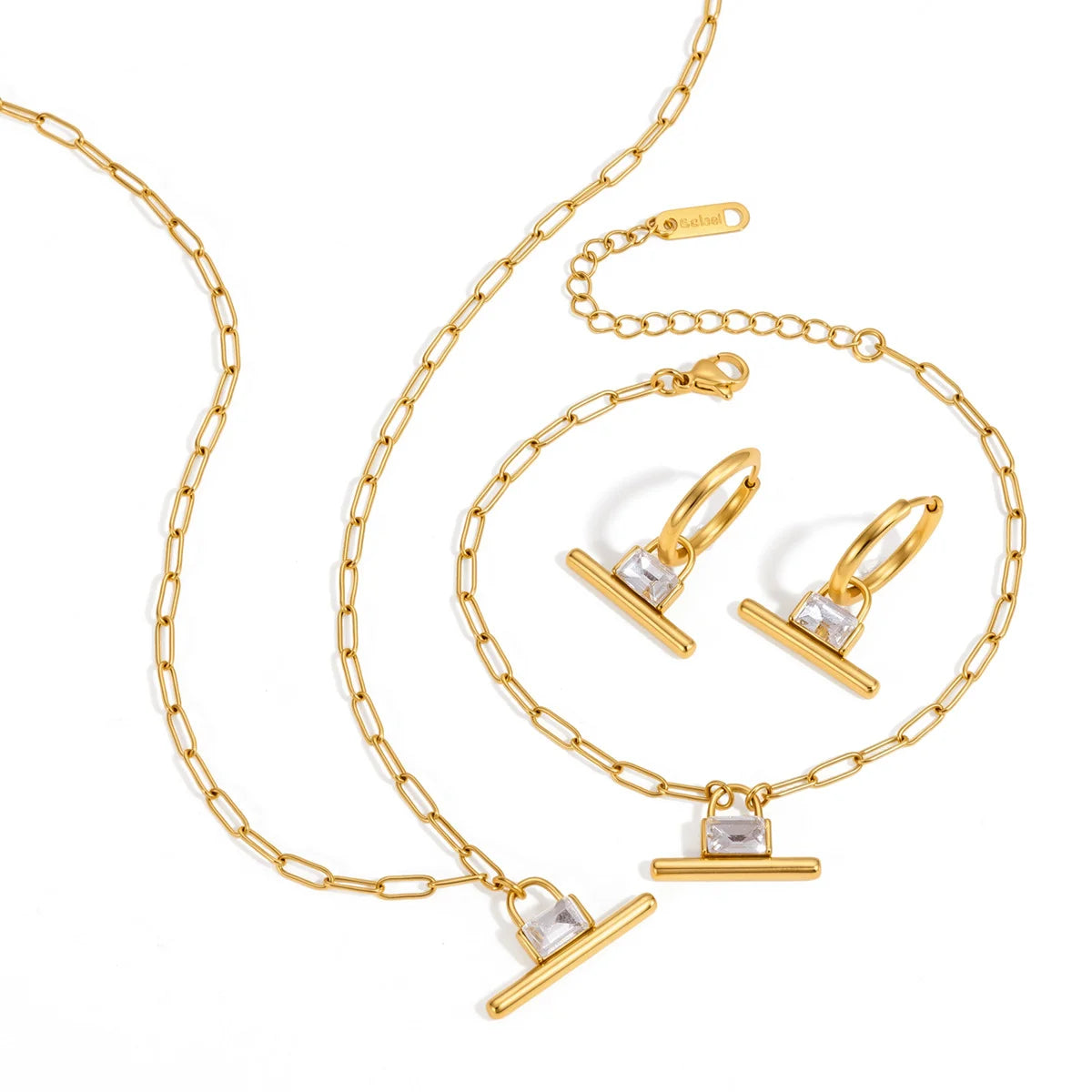 Geometric Bar Link Jewelry Set — view 5