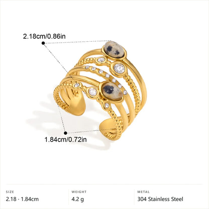 Multi-Band Cabochon Ring — Speckled Stone Multi-Band · Gold