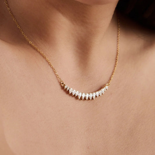 Pear Drop Curved Bar Necklace — view 2