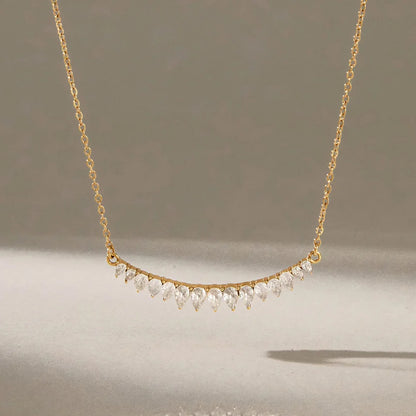 Pear Drop Curved Bar Necklace