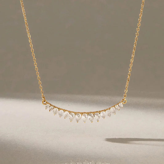 Pear Drop Curved Bar Necklace