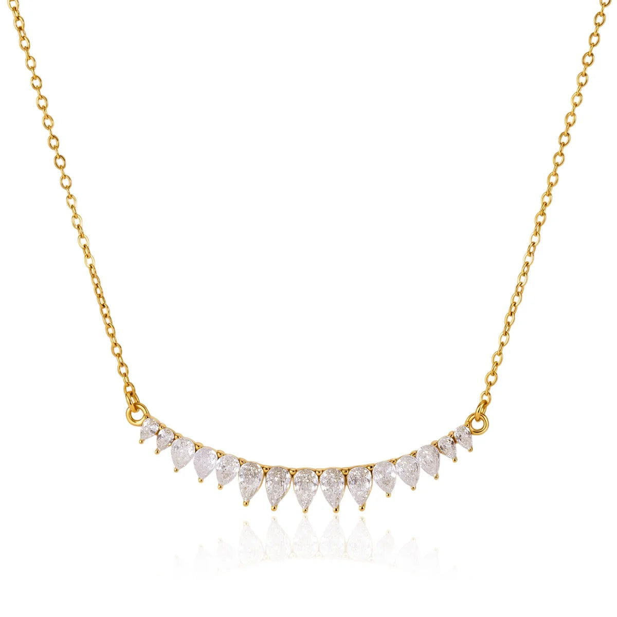 Pear Drop Curved Bar Necklace — view 5